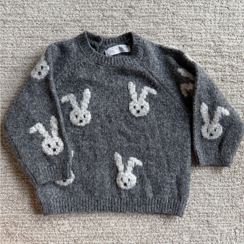 Zara Charcoal Bunny Kids Sweater